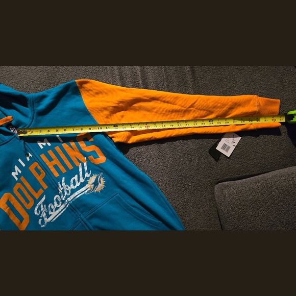 BNWT NFL Men's Size S Miami Dolphins Embroidered Zipper Pocket Hoodie - Picture 8 of 9
